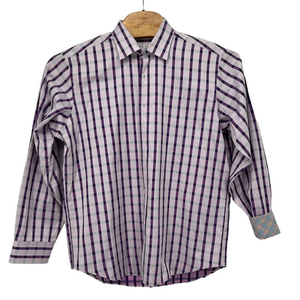 Bugatchi Purple and Pink Plaid Shirt Classic Fit‎ Size XL